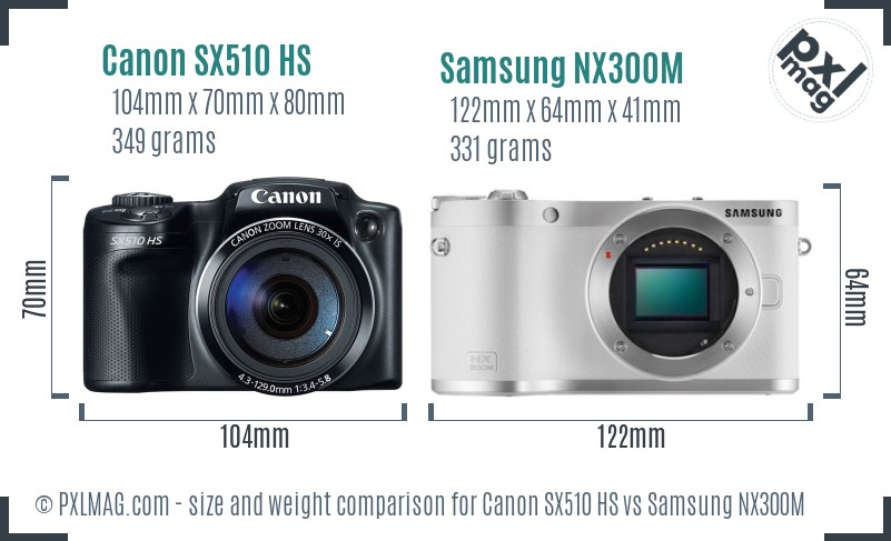 Canon SX510 HS vs Samsung NX300M size comparison