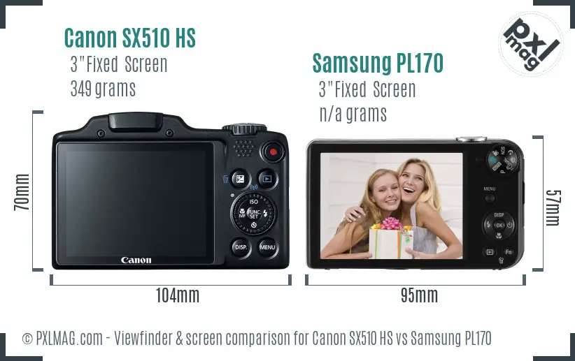 Canon SX510 HS vs Samsung PL170 Screen and Viewfinder comparison