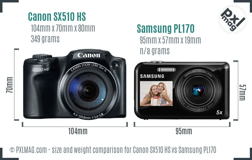 Canon SX510 HS vs Samsung PL170 size comparison Canon SX510 HS vs Samsung PL170 size comparison