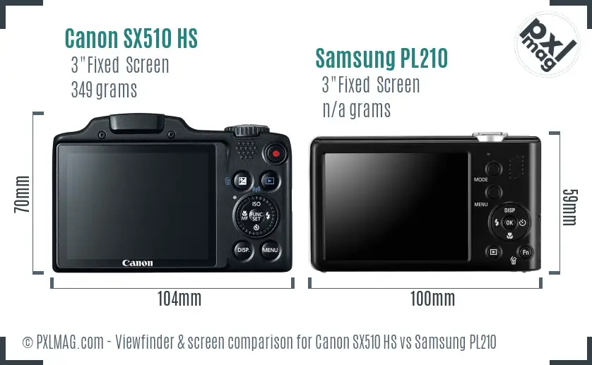 Canon SX510 HS vs Samsung PL210 Screen and Viewfinder comparison Canon SX510 HS vs Samsung PL210 Screen and Viewfinder comparison
