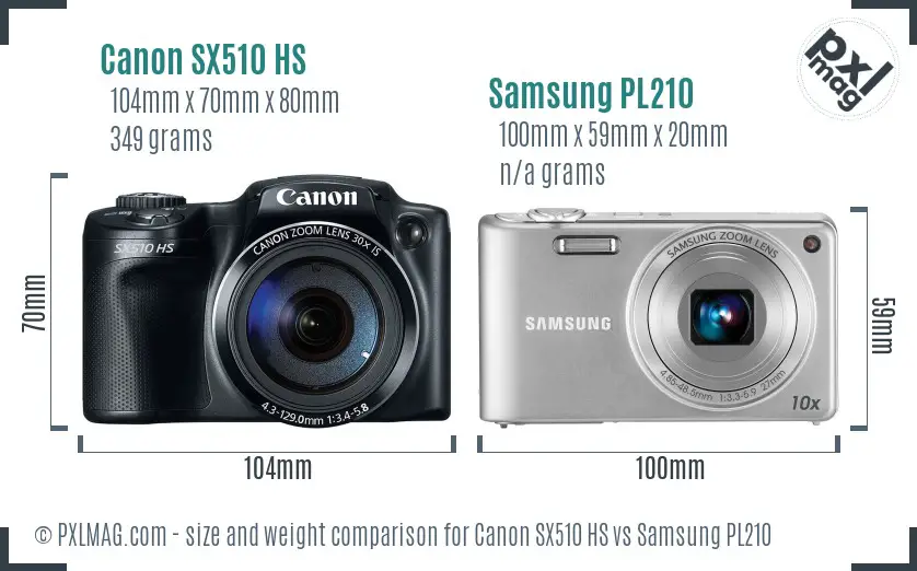Canon SX510 HS vs Samsung PL210 size comparison Canon SX510 HS vs Samsung PL210 size comparison