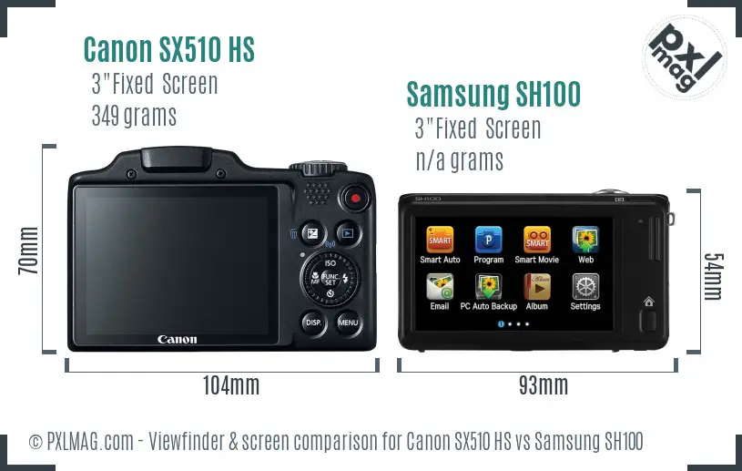 Canon SX510 HS vs Samsung SH100 Screen and Viewfinder comparison Canon SX510 HS vs Samsung SH100 Screen and Viewfinder comparison