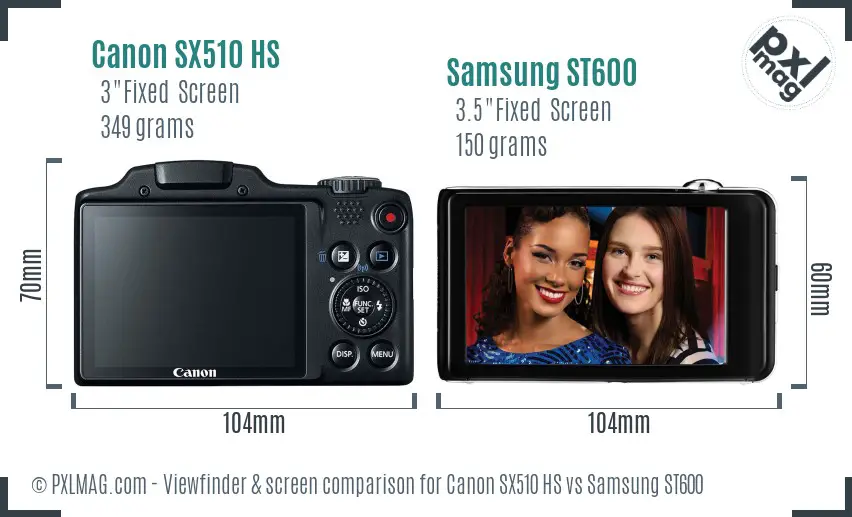 Canon SX510 HS vs Samsung ST600 Screen and Viewfinder comparison Canon SX510 HS vs Samsung ST600 Screen and Viewfinder comparison