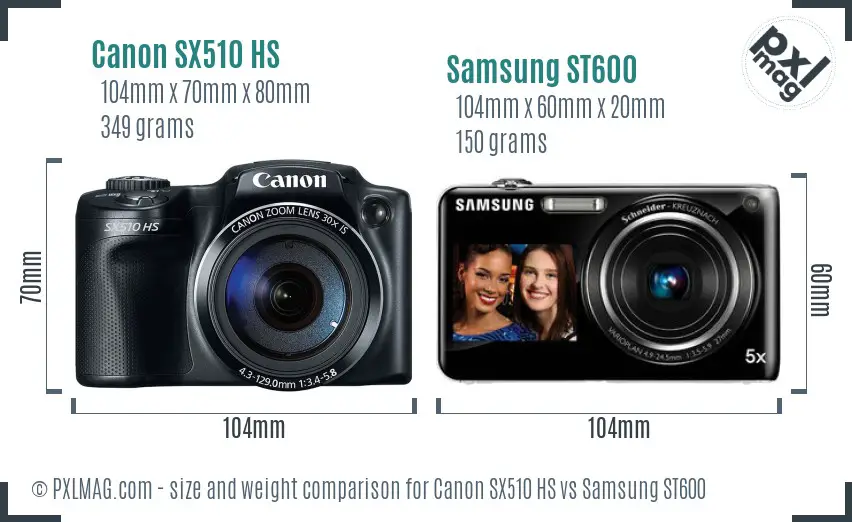 Canon SX510 HS vs Samsung ST600 size comparison Canon SX510 HS vs Samsung ST600 size comparison