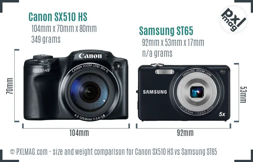 Canon SX510 HS vs Samsung ST65 size comparison