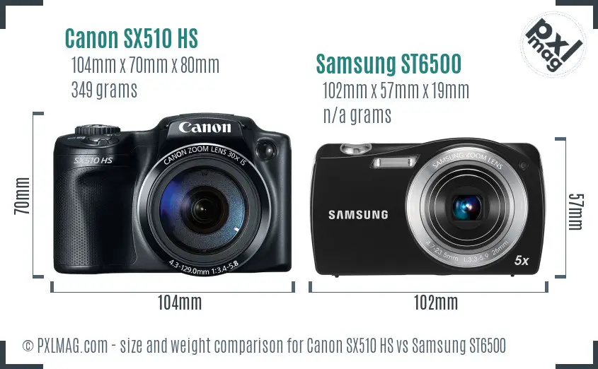 Canon SX510 HS vs Samsung ST6500 size comparison