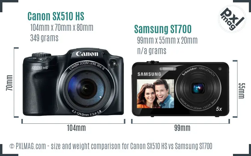 Canon SX510 HS vs Samsung ST700 size comparison