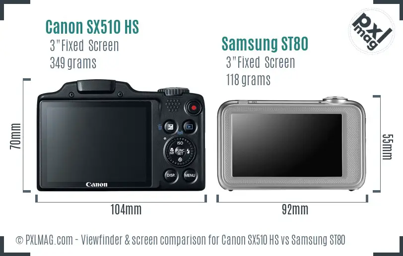 Canon SX510 HS vs Samsung ST80 Screen and Viewfinder comparison Canon SX510 HS vs Samsung ST80 Screen and Viewfinder comparison