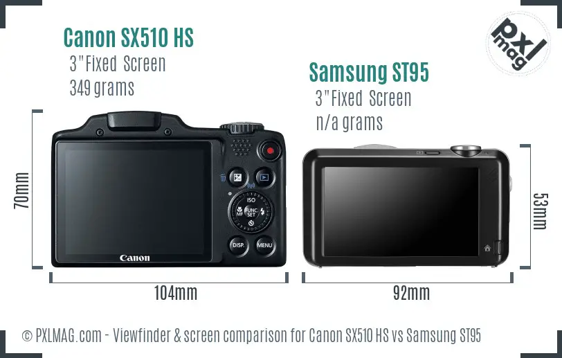 Canon SX510 HS vs Samsung ST95 Screen and Viewfinder comparison