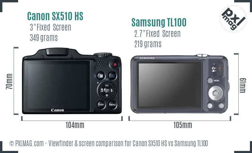 Canon SX510 HS vs Samsung TL100 Screen and Viewfinder comparison Canon SX510 HS vs Samsung TL100 Screen and Viewfinder comparison