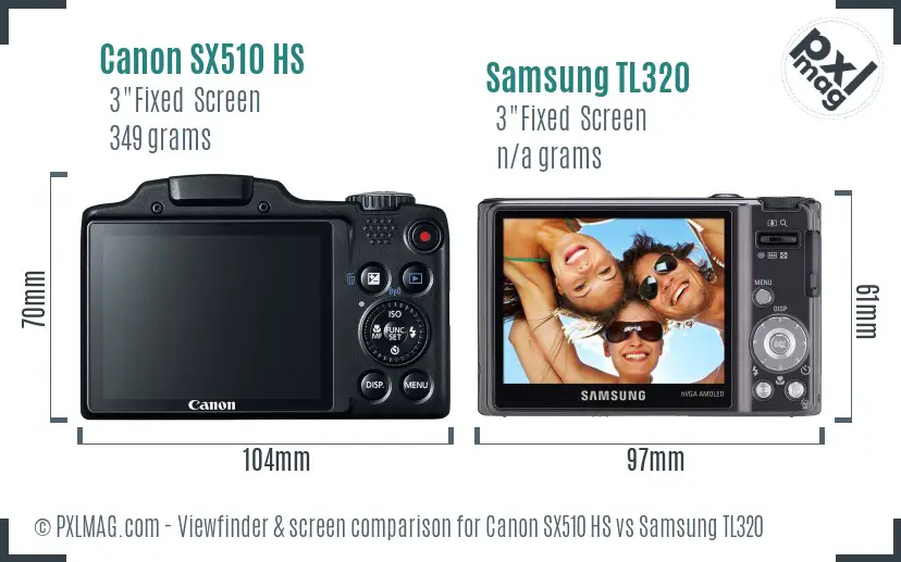 Canon SX510 HS vs Samsung TL320 Screen and Viewfinder comparison