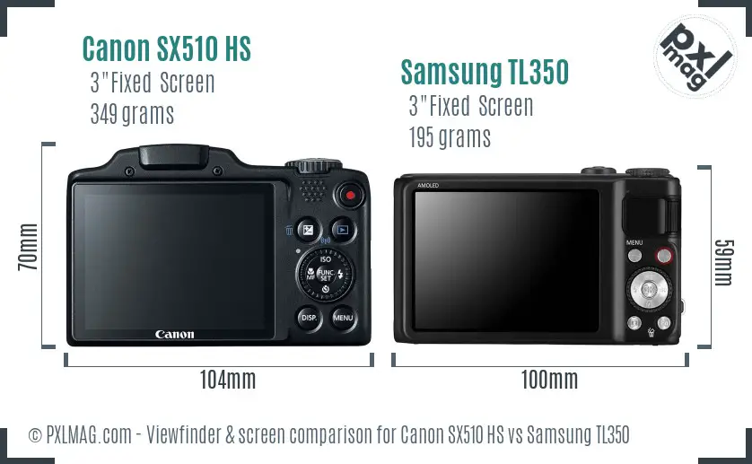 Canon SX510 HS vs Samsung TL350 Screen and Viewfinder comparison Canon SX510 HS vs Samsung TL350 Screen and Viewfinder comparison