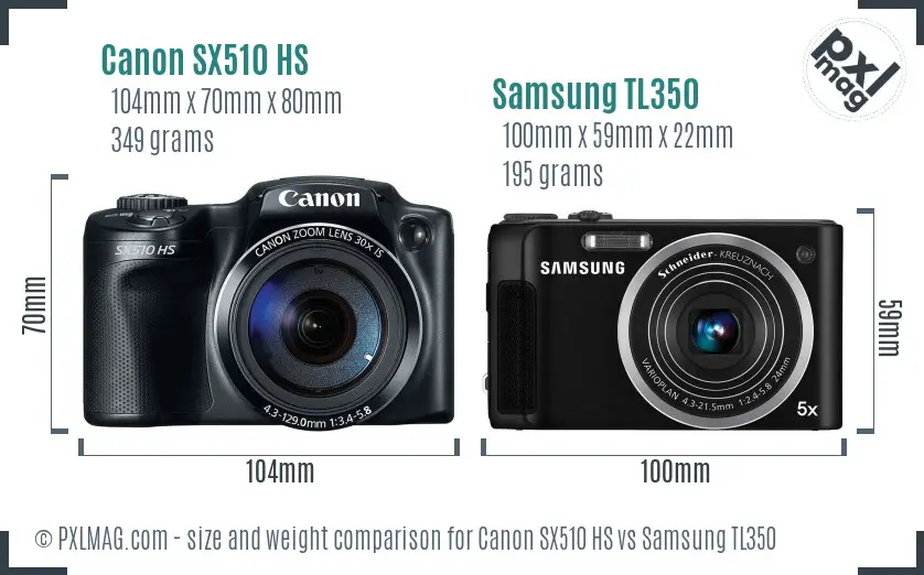 Canon SX510 HS vs Samsung TL350 size comparison Canon SX510 HS vs Samsung TL350 size comparison