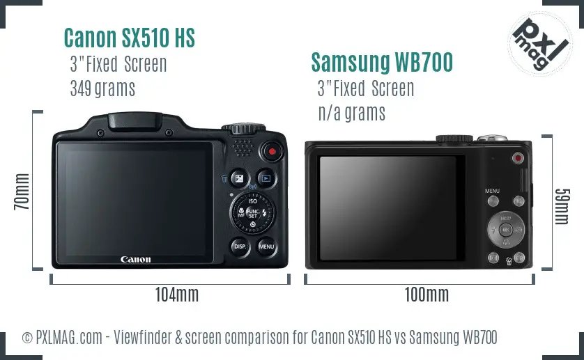 Canon SX510 HS vs Samsung WB700 Screen and Viewfinder comparison
