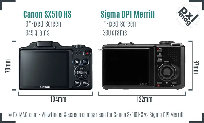 Canon SX510 HS vs Sigma DP1 Merrill Screen and Viewfinder comparison