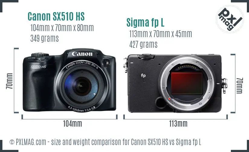 Canon SX510 HS vs Sigma fp L size comparison Canon SX510 HS vs Sigma fp L size comparison