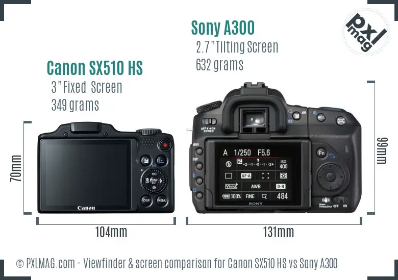 Canon SX510 HS vs Sony A300 Screen and Viewfinder comparison Canon SX510 HS vs Sony A300 Screen and Viewfinder comparison