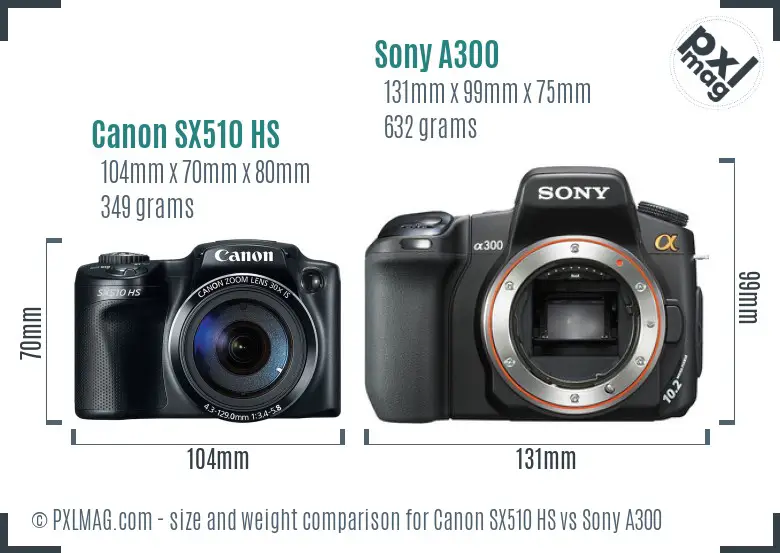 Canon SX510 HS vs Sony A300 size comparison Canon SX510 HS vs Sony A300 size comparison