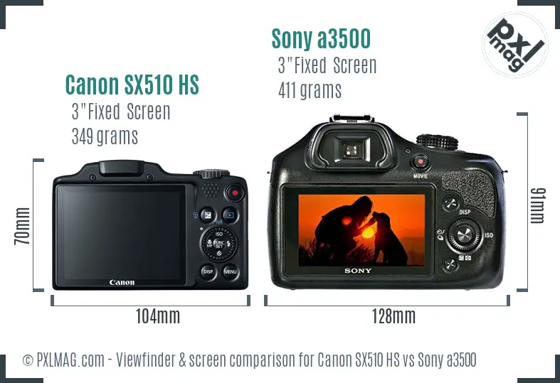 Canon SX510 HS vs Sony a3500 Screen and Viewfinder comparison