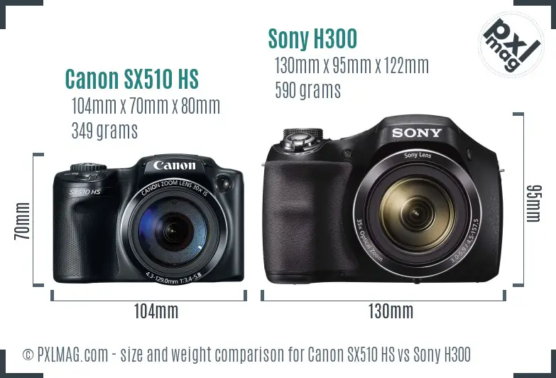 Canon SX510 HS vs Sony H300 size comparison Canon SX510 HS vs Sony H300 size comparison