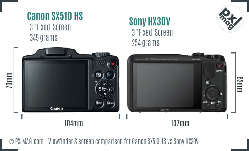 Canon SX510 HS vs Sony HX30V Screen and Viewfinder comparison Canon SX510 HS vs Sony HX30V Screen and Viewfinder comparison