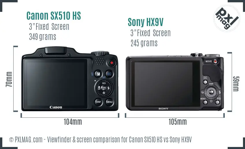 Canon SX510 HS vs Sony HX9V Screen and Viewfinder comparison Canon SX510 HS vs Sony HX9V Screen and Viewfinder comparison