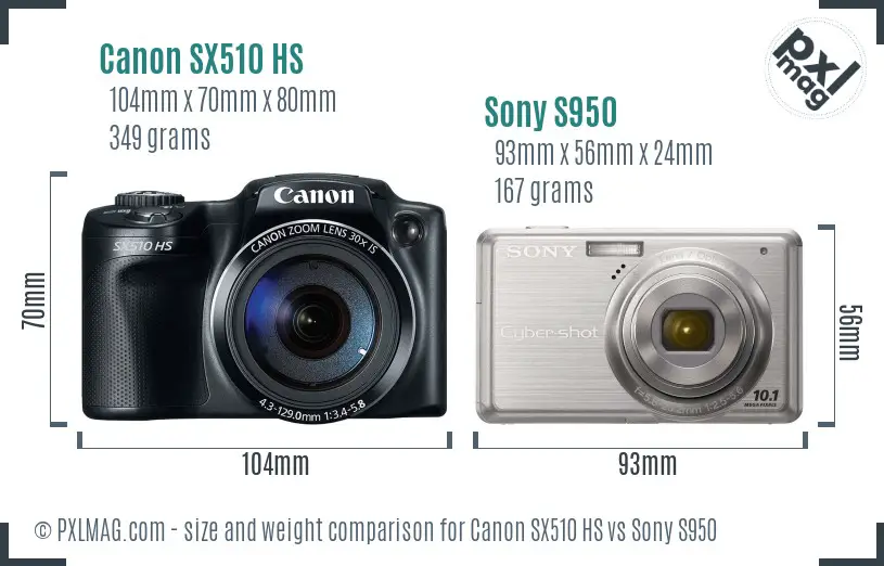 Canon SX510 HS vs Sony S950 size comparison Canon SX510 HS vs Sony S950 size comparison