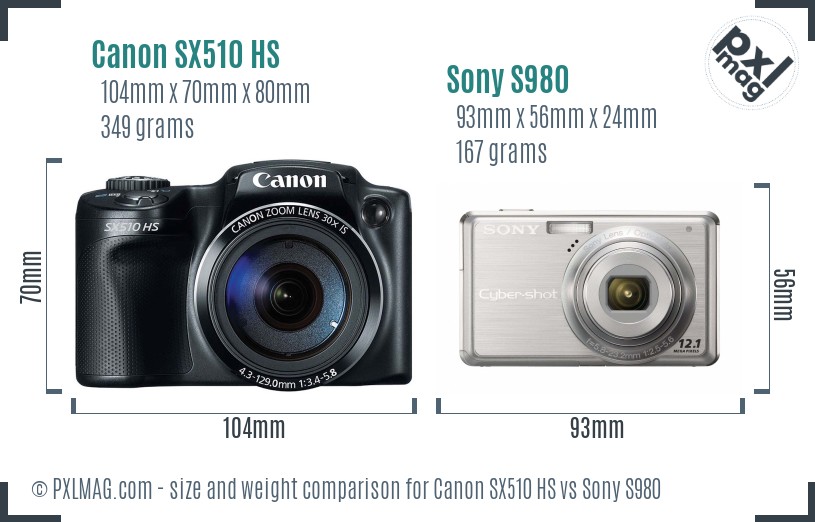 Canon SX510 HS vs Sony S980 size comparison Canon SX510 HS vs Sony S980 size comparison