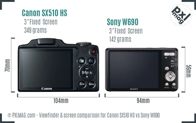 Canon SX510 HS vs Sony W690 Screen and Viewfinder comparison