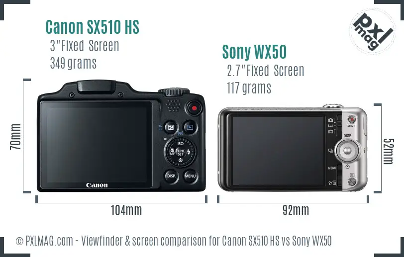 Canon SX510 HS vs Sony WX50 Screen and Viewfinder comparison Canon SX510 HS vs Sony WX50 Screen and Viewfinder comparison