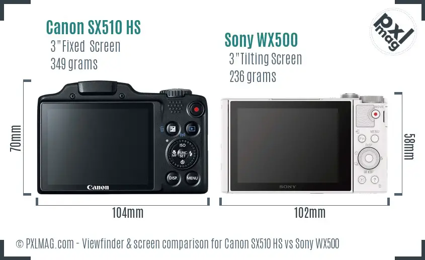 Canon SX510 HS vs Sony WX500 Screen and Viewfinder comparison Canon SX510 HS vs Sony WX500 Screen and Viewfinder comparison