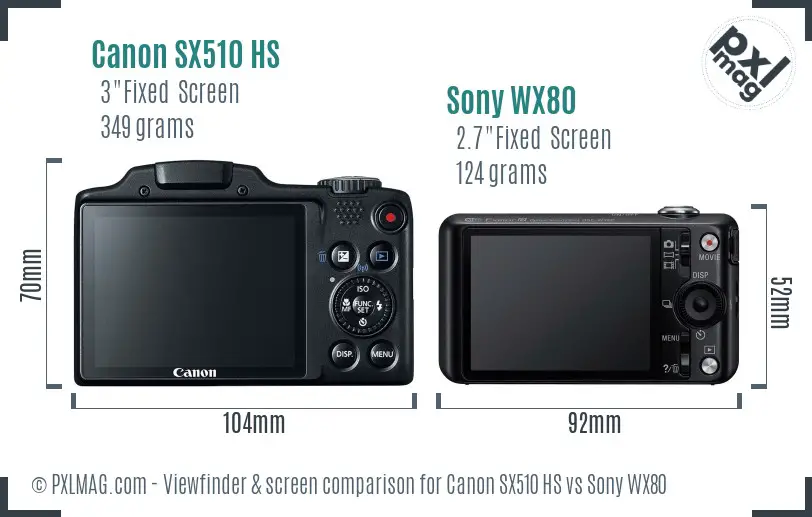 Canon SX510 HS vs Sony WX80 Screen and Viewfinder comparison Canon SX510 HS vs Sony WX80 Screen and Viewfinder comparison