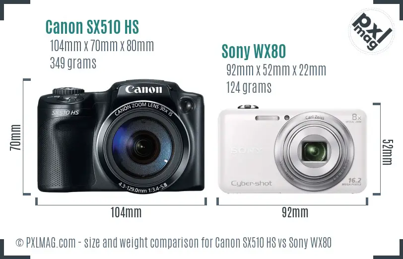 Canon SX510 HS vs Sony WX80 size comparison Canon SX510 HS vs Sony WX80 size comparison