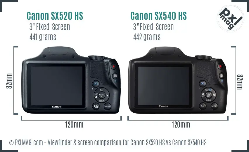 Canon SX520 HS vs Canon SX540 HS Screen and Viewfinder comparison