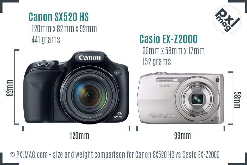 Canon SX520 HS vs Casio EX-Z2000 size comparison