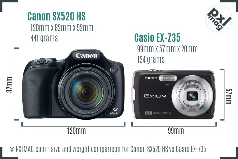 Canon SX520 HS vs Casio EX-Z35 size comparison Canon SX520 HS vs Casio EX-Z35 size comparison