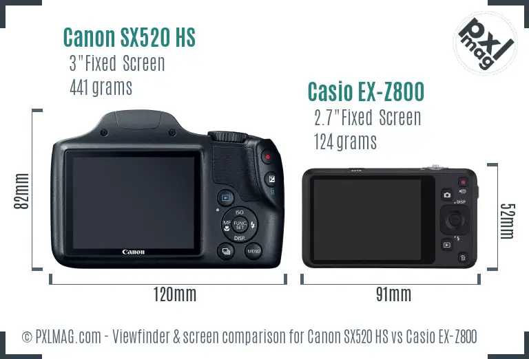 Canon SX520 HS vs Casio EX-Z800 Screen and Viewfinder comparison Canon SX520 HS vs Casio EX-Z800 Screen and Viewfinder comparison