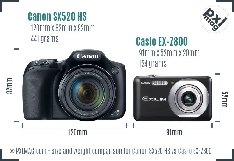 Canon SX520 HS vs Casio EX-Z800 size comparison Canon SX520 HS vs Casio EX-Z800 size comparison