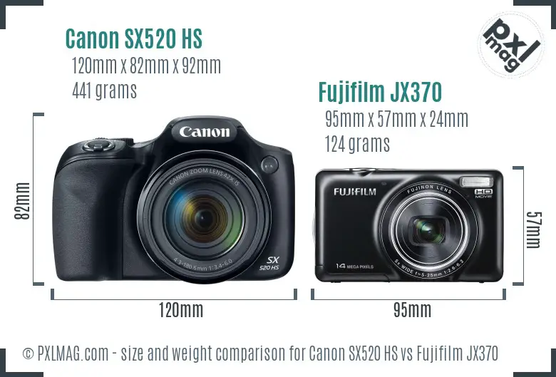 Canon SX520 HS vs Fujifilm JX370 size comparison