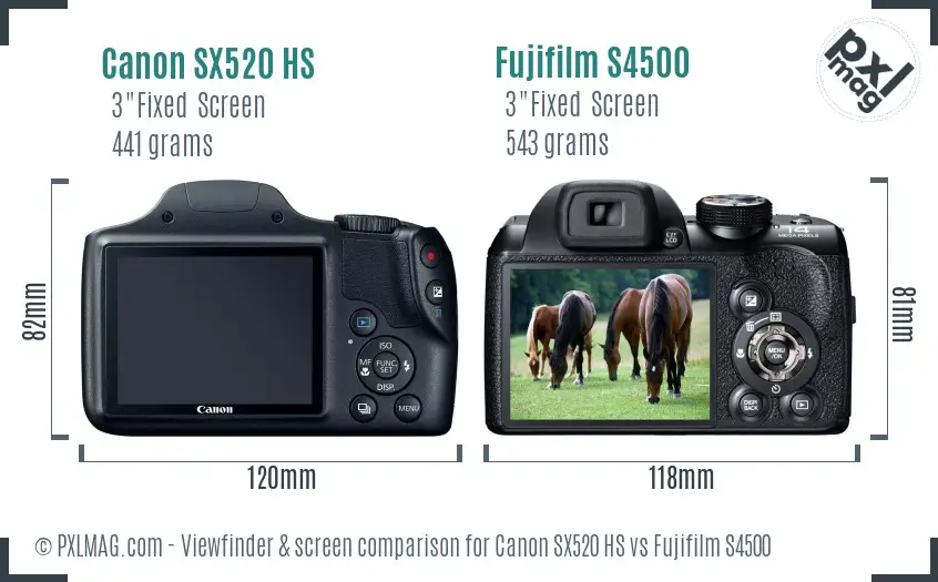 Canon SX520 HS vs Fujifilm S4500 Screen and Viewfinder comparison Canon SX520 HS vs Fujifilm S4500 Screen and Viewfinder comparison