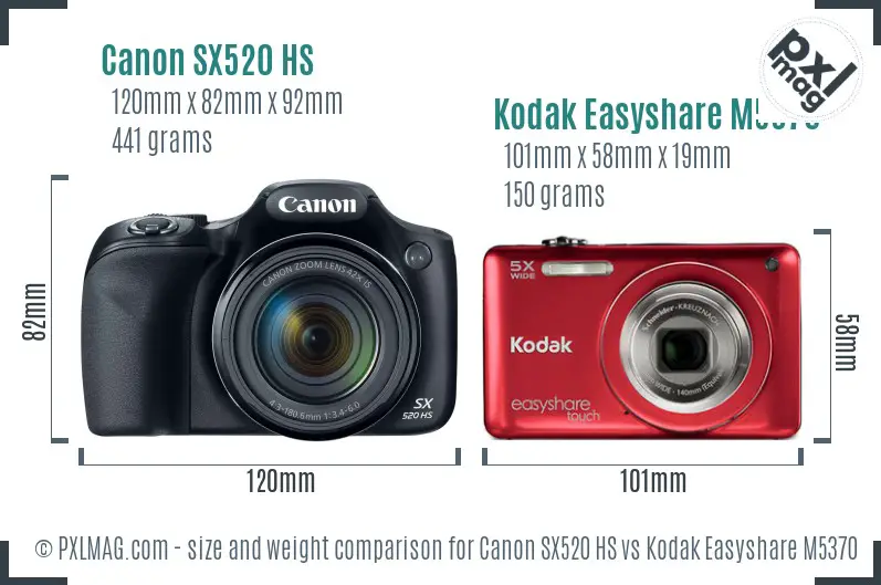 Canon SX520 HS vs Kodak Easyshare M5370 size comparison Canon SX520 HS vs Kodak Easyshare M5370 size comparison