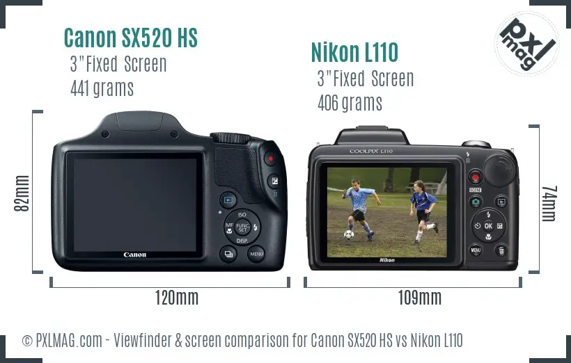 Canon SX520 HS vs Nikon L110 Screen and Viewfinder comparison Canon SX520 HS vs Nikon L110 Screen and Viewfinder comparison