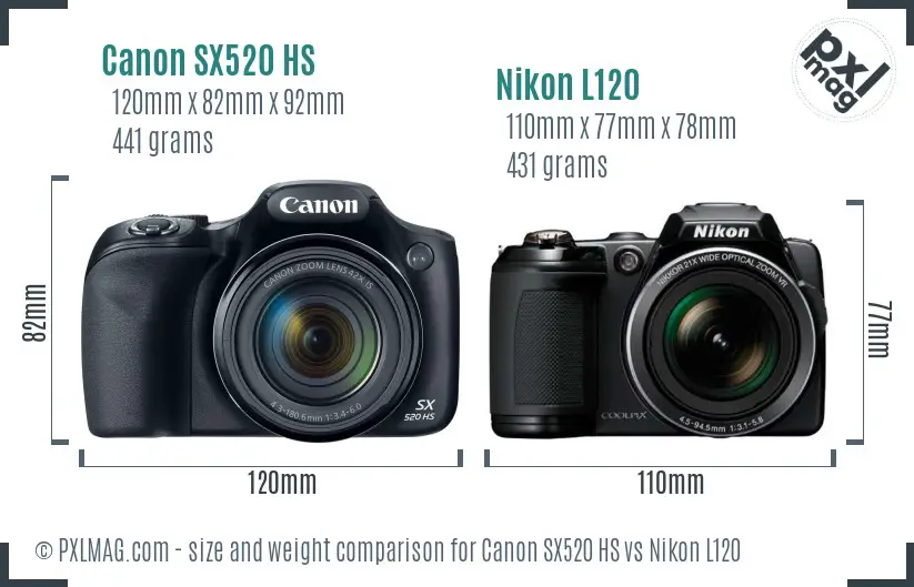 Canon SX520 HS vs Nikon L120 size comparison Canon SX520 HS vs Nikon L120 size comparison