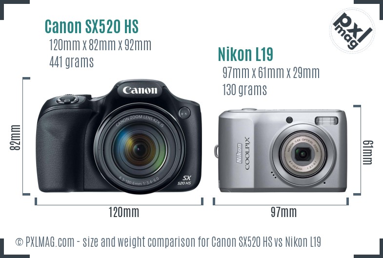 Canon SX520 HS vs Nikon L19 size comparison Canon SX520 HS vs Nikon L19 size comparison