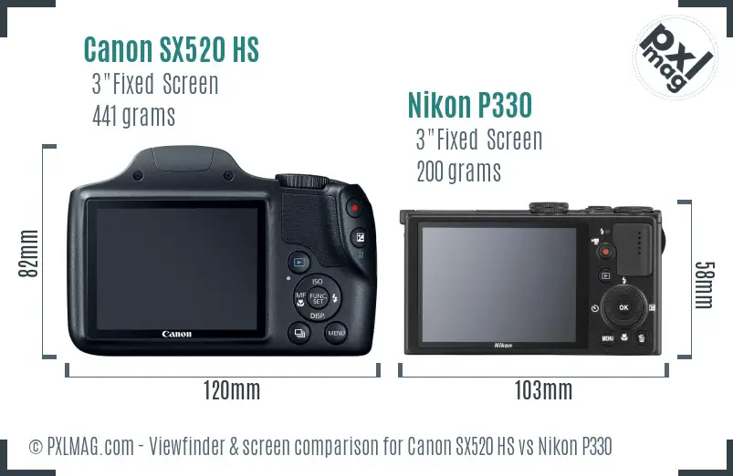 Canon SX520 HS vs Nikon P330 Screen and Viewfinder comparison Canon SX520 HS vs Nikon P330 Screen and Viewfinder comparison