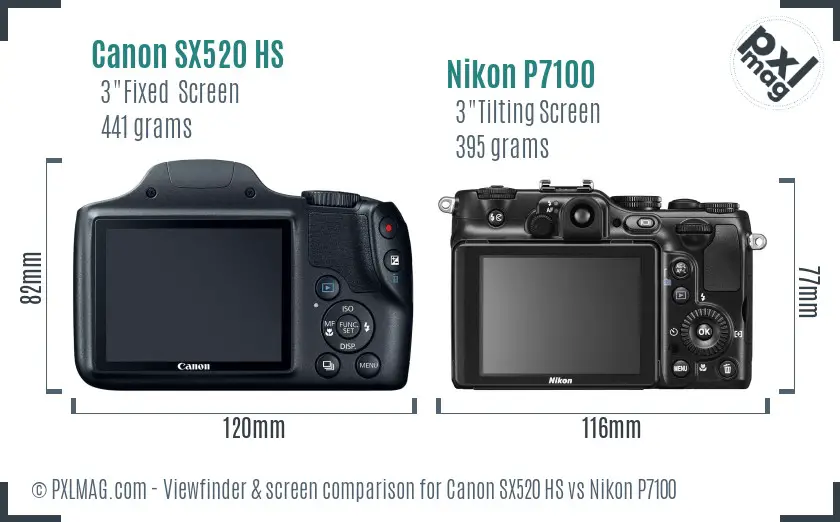Canon SX520 HS vs Nikon P7100 Screen and Viewfinder comparison Canon SX520 HS vs Nikon P7100 Screen and Viewfinder comparison