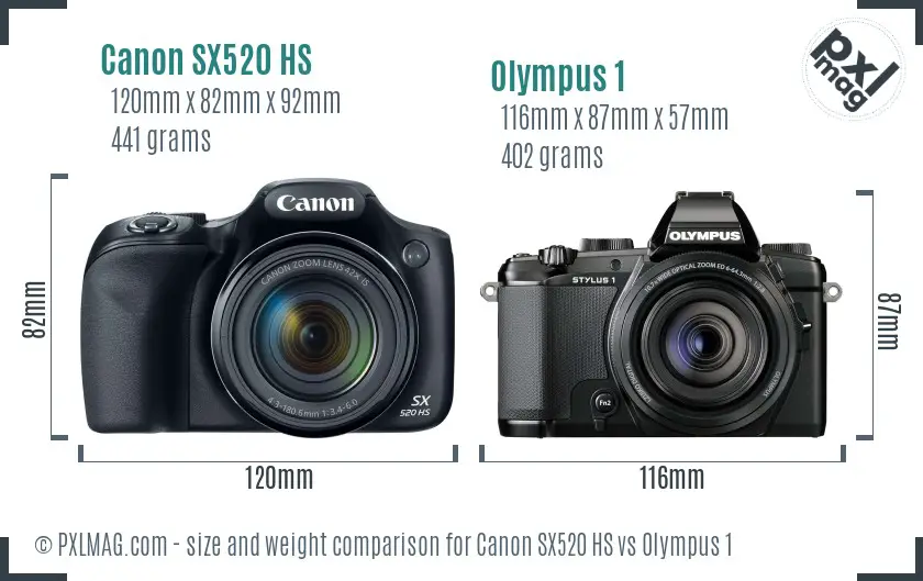 Canon SX520 HS vs Olympus 1 size comparison Canon SX520 HS vs Olympus 1 size comparison