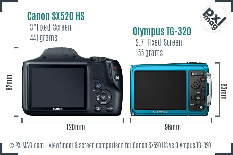 Canon SX520 HS vs Olympus TG-320 Screen and Viewfinder comparison
