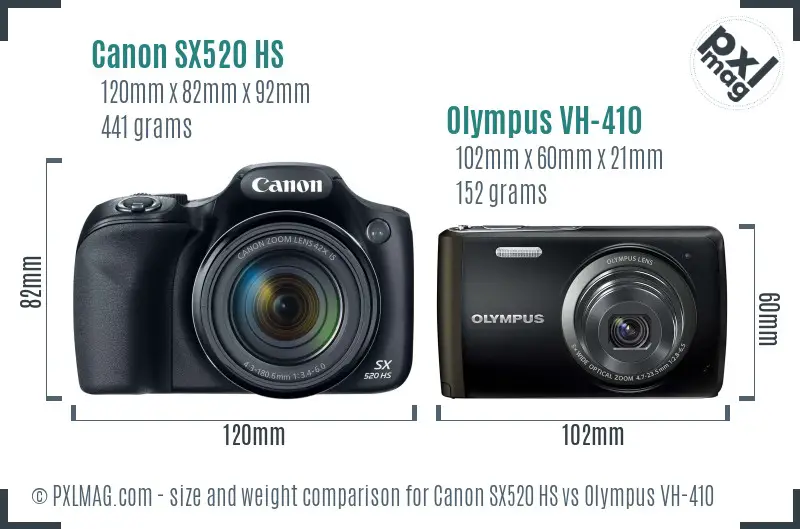 Canon SX520 HS vs Olympus VH-410 size comparison Canon SX520 HS vs Olympus VH-410 size comparison