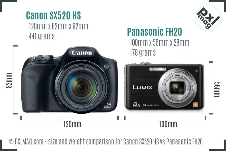 Canon SX520 HS vs Panasonic FH20 size comparison Canon SX520 HS vs Panasonic FH20 size comparison